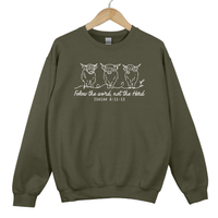 Load image into Gallery viewer, Follow The Word Not The Herd, Isaiah 8: 11-13, Worship Faith Jesus Shirt, Christian Cow Sweatshirt