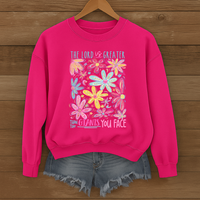 Load image into Gallery viewer, The Lord Is Greater Than the Giants You Face, Floral Christian Sweatshirt, Faith Based Shirt