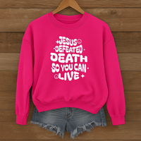 Load image into Gallery viewer, Jesus Defeated Death, Easter Sweatshirt, Christian Faith Shirt, Resurrection Sunday Religious Gift