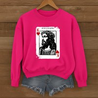 Load image into Gallery viewer, Jesus Is King, Jesus Sweatshirt, Christian King of Hearts Shirt, Jesus Lover Shirt