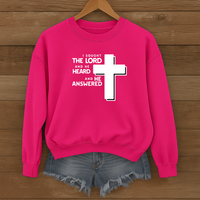 Load image into Gallery viewer, I Sought the Lord And He Heard And He Answered, Jesus Cross Design, Bible Verse Shirt, Christian Sweatshirt