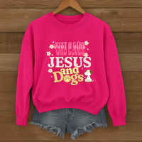 Load image into Gallery viewer, Just a Girl who loves Jesus and Dogs - Cozy Sweatshirt
