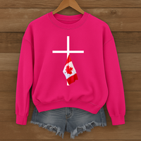 Load image into Gallery viewer, Canada Flag Cross Shirt - Patriotic Christian Sweatshirt For Canadians