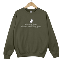 Load image into Gallery viewer, The Only Ghost I Know Is The Holy Ghost - Funny Christian Halloween Shirt, Faith Autumn Sweatshirt
