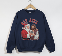Load image into Gallery viewer, Say Jeez! - Funny Christmas Sweatshirt
