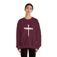 Load image into Gallery viewer, Nail Cross Christian Sweatshirt, Unisex Faith Hoodie, Religious Graphic Pullover Gift
