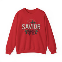 Load image into Gallery viewer, A Savior Is Born Faux Yarn Holiday Christian Sweatshirt