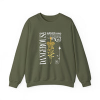 Load image into Gallery viewer, She's Armed and Dangerous, Christian Sweatshirt, Bible Verse Sweater, Women Shirt, Ephesian 6:17
