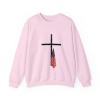 Load image into Gallery viewer, American Flag Cross Shirt - Patriotic Christian Sweatshirt
