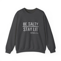 Load image into Gallery viewer, Be Salty - Stay lit Matthew 5 Sweatshirt - Ships fast from Canada
