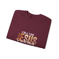 Load image into Gallery viewer, Fall for Jesus Sweatshirt, He Never Leaves, Christian Unisex Faith Pullover
