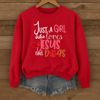 Load image into Gallery viewer, Just a Girl who loves Jesus and Dogs - Cozy Sweatshirt
