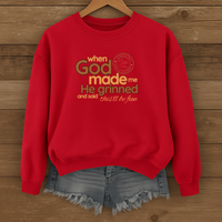 Load image into Gallery viewer, When God Made Me He Grinned, Funny Christian Coffee Lover Sweatshirt, Faith Shirt, Sarcastic Christian Shirt