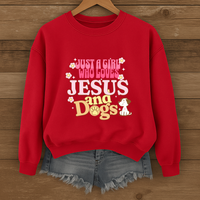 Load image into Gallery viewer, Just a Girl who loves Jesus and Dogs - Cozy Sweatshirt
