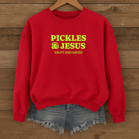 Load image into Gallery viewer, Pickles and Jesus - Salty and Saved Christian Sweatshirt