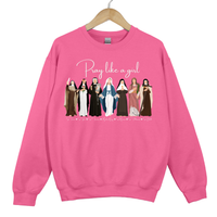 Load image into Gallery viewer, Pray Like a Girl - Catholic Women of Faith with names Unisex Sweatshirt