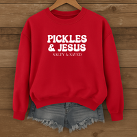 Load image into Gallery viewer, Pickles and Jesus - Salty and Saved Christian Sweatshirt