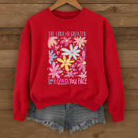 Load image into Gallery viewer, The Lord Is Greater Than the Giants You Face, Floral Christian Sweatshirt, Faith Based Shirt