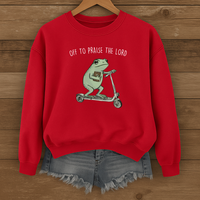 Load image into Gallery viewer, Off to Praise the Lord, Sunday Worship Shirt, Cute Frog, Funny Christian Sweatshirt Gift