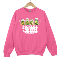Load image into Gallery viewer, Pickles and Jesus, Salty and Saved Christian Sweatshirt, Christian Humor, Faith Based Gift, Be Salty and Lit