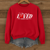 Load image into Gallery viewer, You Are So Loved, John 3:16, Christian Sweatshirt, Bible Verse Heart Shirt, Valentine Gift Ideas