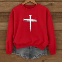 Load image into Gallery viewer, Nail Cross Christian Sweatshirt, Unisex Faith Hoodie, Religious Graphic Pullover Gift