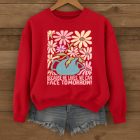 Load image into Gallery viewer, Because He Lives, We Can Face Tomorrow - Christian Easter Sweatshirt