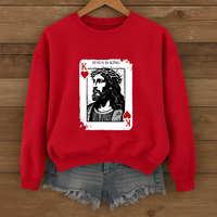 Load image into Gallery viewer, Jesus Is King, Jesus Sweatshirt, Christian King of Hearts Shirt, Jesus Lover Shirt