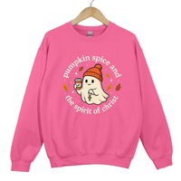 Load image into Gallery viewer, Pumpkin Spice And The Spirit Of Christ - Cute Ghost Pumpkin Spice Top, Autumn Women's Sweatshirt