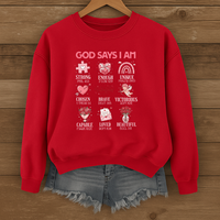 Load image into Gallery viewer, God Says I Am, Women's Sweatshirt, Christian Sweatshirt, Girly Faith Shirt, Cute Gift for Her, Valentines Gift