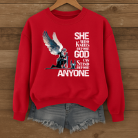 Load image into Gallery viewer, She Who Kneels Before God, Christian Sweatshirt, Armor of God, Bible Verse Shirt