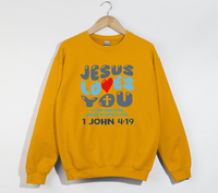 Load image into Gallery viewer, Jesus Loves You, He Loved Us First - Christian Sweatshirt
