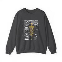 Load image into Gallery viewer, She's Armed and Dangerous, Christian Sweatshirt, Bible Verse Sweater, Women Shirt, Ephesian 6:17