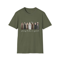 Load image into Gallery viewer, Pray Like a Girl - Catholic Women of Faith 100% Cotton Softstyle Tee