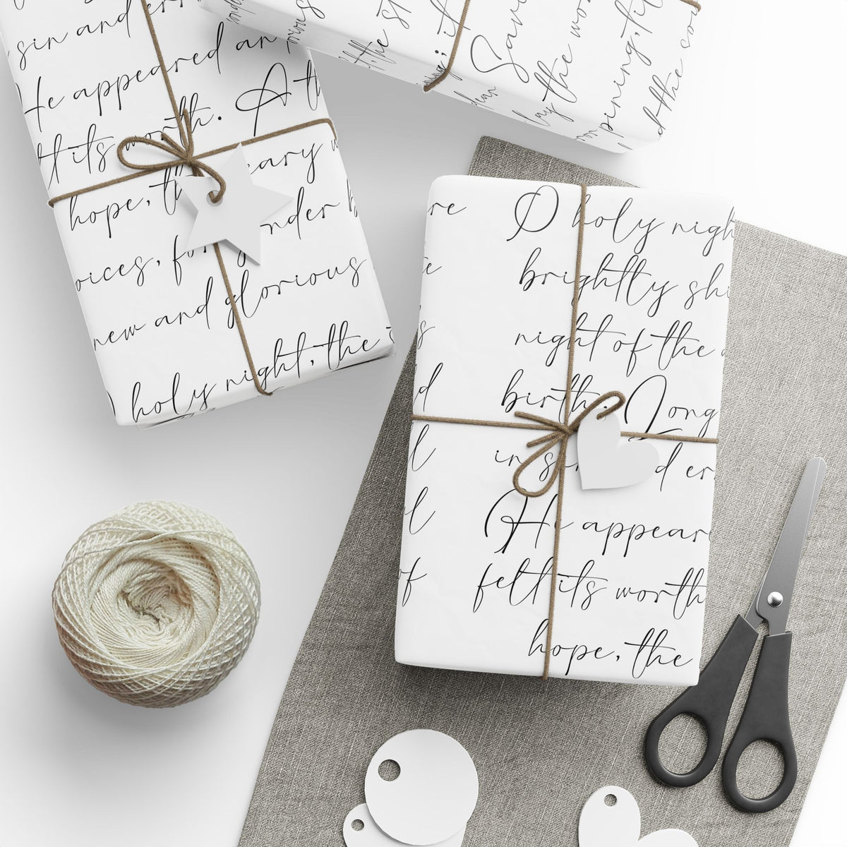 Oh Holy Night - Carol Lyrics on Wrapping paper
