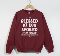 Load image into Gallery viewer, Blessed By God, Spoiled By My Husband - Wife Sweatshirt
