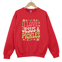 Load image into Gallery viewer, I Love Jesus and Pickles Shirt, Funny Christian Sweatshirt, Faith Humor Shirt, Cute Church Gift Idea, Salty And Saved