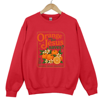 Load image into Gallery viewer, Orange Jesus Saves Sweatshirt - Fall Christian Sweatshirt
