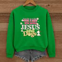 Load image into Gallery viewer, Just a Girl who loves Jesus and Dogs - Cozy Sweatshirt
