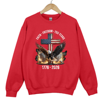 Load image into Gallery viewer, Faith Freedom 250 Years Shirt, 1776 2026 Patriotic Eagle, Christian American Cross Shirt, USA Independence Gift