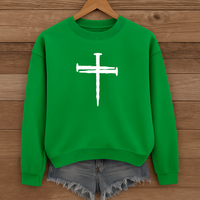 Load image into Gallery viewer, Nail Cross Christian Sweatshirt, Unisex Faith Hoodie, Religious Graphic Pullover Gift