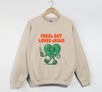 Load image into Gallery viewer, Feral But Loves Jesus - Christian Sweatshirt
