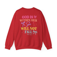 Load image into Gallery viewer, God Is Within Her she will not fall - Women's Christian Crewneck Sweatshirt
