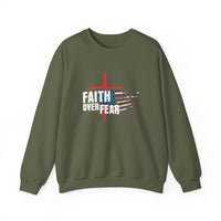 Load image into Gallery viewer, Faith Over Fear, American Flag Shirt, Patriotic Christian Shirt, Faith Cross Shirt, USA Shirt, America Sweatshirt