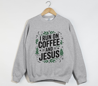 Load image into Gallery viewer, I Run On Coffee And Jesus - Christmas Sweatshirt
