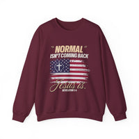 Load image into Gallery viewer, Normal Isn&#39;t Coming Back, Jesus Is Unisex Sweatshirt Religious Crewneck Jumper, Christian Apparel, Inspirational Clothing, Cozy Religious
