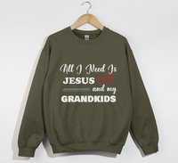 Load image into Gallery viewer, All I Need Is Jesus And My Grandkids - Grandma &amp; Mom Sweatshirt
