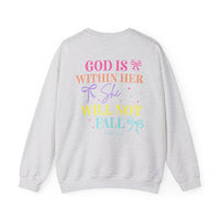 Load image into Gallery viewer, God Is Within Her she will not fall - Women's Christian Crewneck Sweatshirt