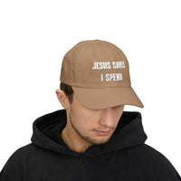 Load image into Gallery viewer, Jesus Saves, I spend Unisex Comfort Ballcap - Snap back adjustable
