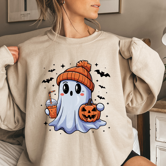 Ghost Drinking with Pumpkin Sweatshirt